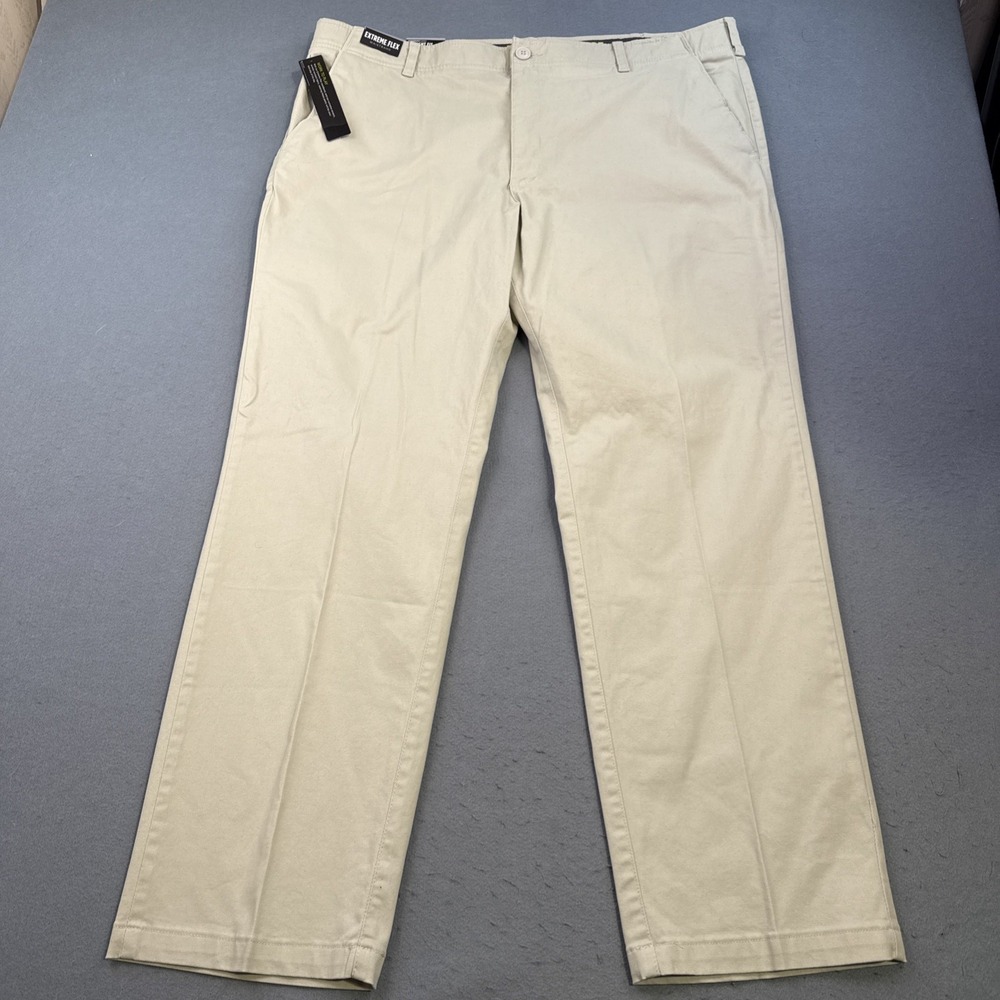 Lee Extreme Comfort Pants 42x32 TAN Straight Fit Flat Front Wrinkle Resist NWT